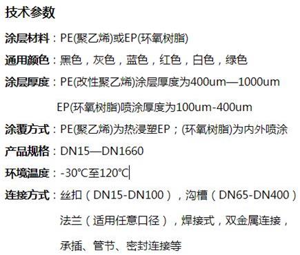 忻州外PE内EP涂塑钢管技术参数